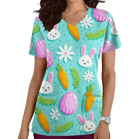 LSLJS Nursing Scrubs Top for Women Easter Egg Bunny Print Working Uniform Short Sleeve V Neck Workwear Blouse T-shirt with Pockets on Clearance
LSLJS Nursing Scrubs Top for Women Easter Egg Bunny Print Working Uniform Short Sleeve V Neck Workwear Blouse T-shirt with Pockets on Clearance
