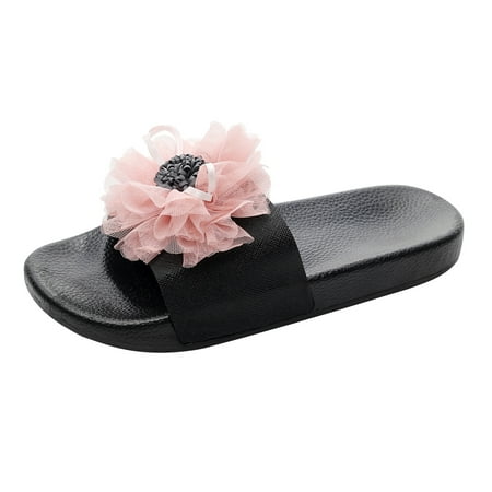

Lyinloo Fashion Women Ankle Strap Lace Summer Slide Sandals Flats Flip-Flops Shose Pink S
