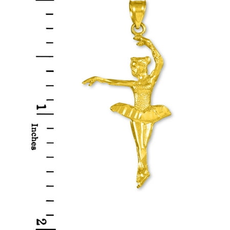14k Yellow Gold Ballerina Girl Charm Tiny Dancer Pendant