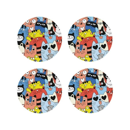 Coasters Set of 4 - Funny Cats Drink Coasters for Tabletop Protection Leather Coasters for Living Room Decor and Housewarming Gift Round Shape
Coasters Set of 4 - Funny Cats Drink Coasters for Tabletop Protection Leather Coasters for Living Room Decor and Housewarming Gift Round Shape