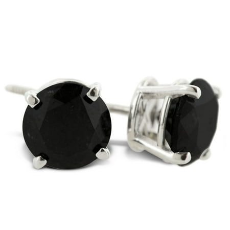 3/4ct Black Diamond Stud Earrings in 14k White Gold