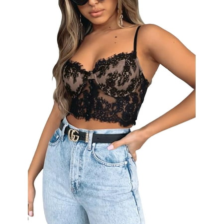 Lace Bra Busiter Women Summer Sexy Camisole Suspender Straps Casual Sleeveless Short Tee Shirt Top
Lace Bra Busiter Women Summer Sexy Camisole Suspender Straps Casual Sleeveless Short Tee Shirt Top