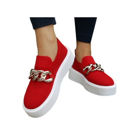 Ymiytan Women Casual Shoe Platform Walking Shoes Metal Chain Fashion Loafers Daily Loafer Nonslip Slip On Flats Red 8
Ymiytan Women Casual Shoe Platform Walking Shoes Metal Chain Fashion Loafers Daily Loafer Nonslip Slip On Flats Red 8