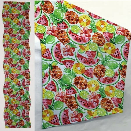 

Pineapple & Watermelon Fruit Table Runner by Penny s Needful Things (8 Feet Long - SCALLOPED) (Hunter Green)