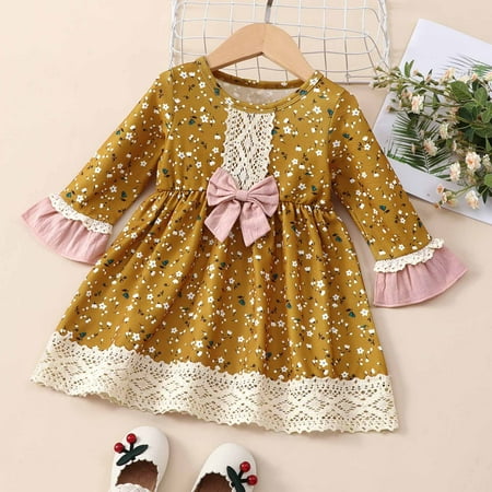 Augper Toddler Dress Winter Fall Dresses Clearance Infant Toddler Baby Girls Long Sleeve Fungus Edge Round Neck Floral Dress Dress Princess Dress Yellow
Augper Toddler Dress Winter Fall Dresses Clearance Infant Toddler Baby Girls Long Sleeve Fungus Edge Round Neck Floral Dress Dress Princess Dress Yellow