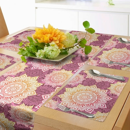 Mandala Table Runner & Placemats Sun Look Floral Pattern with Modernistic Design Medallion Ornament Set for Dining Table Decor Placemat 4 pcs + Runner 14 x90 Pink and Multicolor by Ambesonne
Mandala Table Runner & Placemats Sun Look Floral Pattern with Modernistic Design Medallion Ornament Set for Dining Table Decor Placemat 4 pcs + Runner 14 x90 Pink and Multicolor by Ambesonne