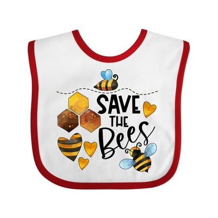 Inktastic Save the Bees Cute Bees and Hearts Gift Baby Boy or Baby Girl Bib