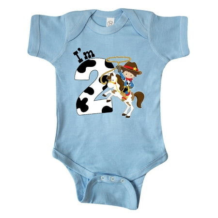 Inktastic I m Two-cowboy riding horse birthday Gift Baby Boy Bodysuit
