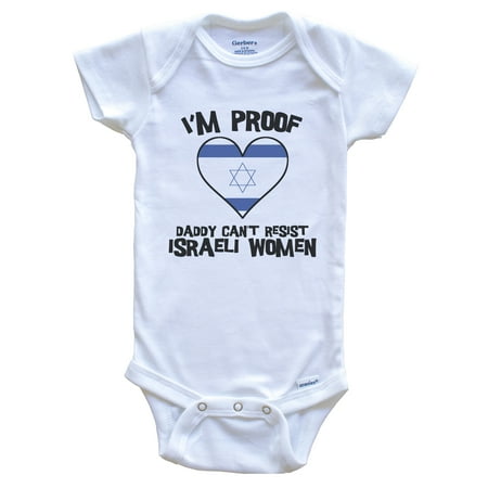 I m Proof Daddy Can t Resist Israeli Women Funny Israel Flag Heart One Piece Baby Bodysuit
I m Proof Daddy Can t Resist Israeli Women Funny Israel Flag Heart One Piece Baby Bodysuit