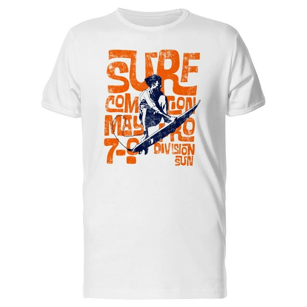 Surfer And Orange Lettering Text Tee Men's -Image by Shutterstock