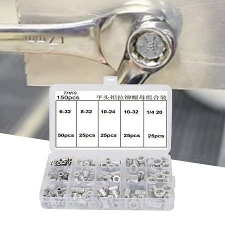 Enjoymall 150Pcs/Set Rivet Nut Kit Flat Head Wear-proof Aluminum Multi-purpose Threaded Insert Knurled Nuts for Automobile 
Enjoymall 150Pcs/Set Rivet Nut Kit Flat Head Wear-proof Aluminum Multi-purpose Threaded Insert Knurled Nuts for Automobile