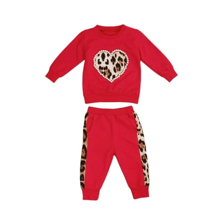 2 Pieces Kids Girls Outfits Round Neck Long-Sleeved Top + Side Leopard Print Long Pants
2 Pieces Kids Girls Outfits Round Neck Long-Sleeved Top + Side Leopard Print Long Pants