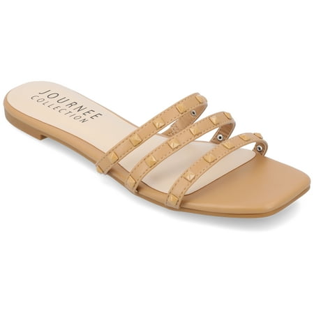 Journee Collection Womens Camarie Slip On Slide Multi Strap Sandals