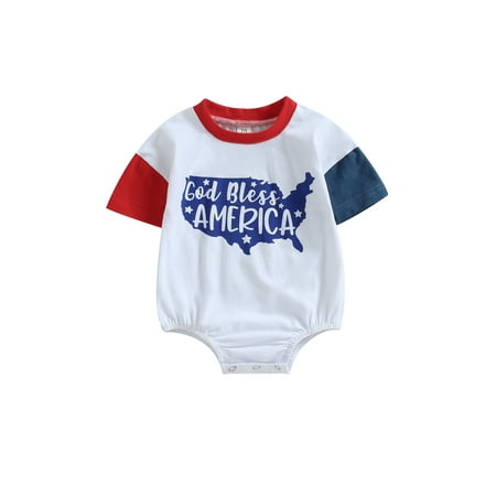 Wassery Baby Boys Girls Jumpsuits 4th of July Outfits 6 12 18 24 Months Infant Boys Contrast Color Short Sleeve Crew Neck Letters Print Summer Bodysuit for Independence Day
Wassery Baby Boys Girls Jumpsuits 4th of July Outfits 6 12 18 24 Months Infant Boys Contrast Color Short Sleeve Crew Neck Letters Print Summer Bodysuit for Independence Day