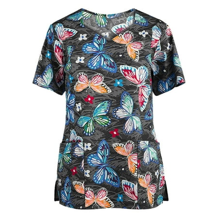 Danhjin Womens Nursing Scrub Tops Printed Working Uniform Short Sleeve V-Neck Workwear Blouse T-shirt with Pockets Scrubs - Summer Savings Clearance
Danhjin Womens Nursing Scrub Tops Printed Working Uniform Short Sleeve V-Neck Workwear Blouse T-shirt with Pockets Scrubs - Summer Savings Clearance