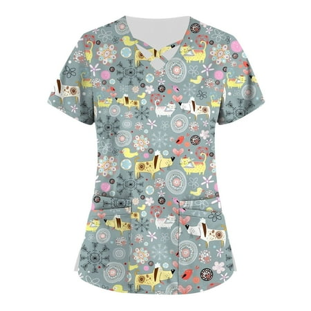Summer Savings Clearance! MIARHB Womens Tops Dressy Casual Plus Size Cute Printed Scrub Working Uniform Tops Multicolor L
Summer Savings Clearance! MIARHB Womens Tops Dressy Casual Plus Size Cute Printed Scrub Working Uniform Tops Multicolor L