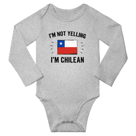 I m Not Yelling I m Chilean! Baby Long Sleeve Bodysuit Unisex Gifts (Gray 6 Months)
I m Not Yelling I m Chilean! Baby Long Sleeve Bodysuit Unisex Gifts (Gray 6 Months)