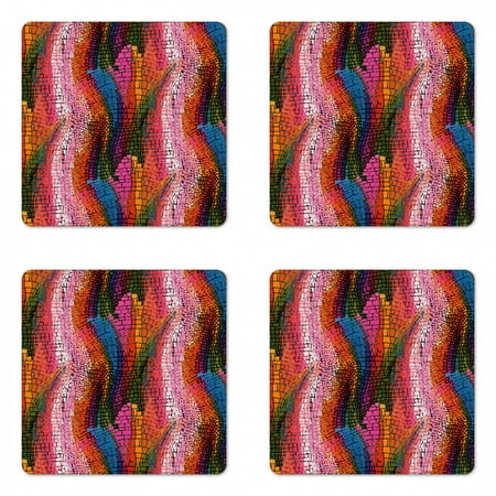 Modern Coaster Set of 4 Abstract Rainbow Vivid Colorful Ombre Mosaic Geometrical Wavy Design Print Square Hardboard Gloss Coasters Standard Size Multicolor by Ambesonne
Modern Coaster Set of 4 Abstract Rainbow Vivid Colorful Ombre Mosaic Geometrical Wavy Design Print Square Hardboard Gloss Coasters Standard Size Multicolor by Ambesonne