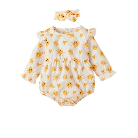 Dadaria Baby Clothes 0-18Months Toddler Girls Baby Long Sleeve Cute Sun Print Flying Sleeve Headwear Jumpsuit Romper Yellow 0-3 Months Toddler
Dadaria Baby Clothes 0-18Months Toddler Girls Baby Long Sleeve Cute Sun Print Flying Sleeve Headwear Jumpsuit Romper Yellow 0-3 Months Toddler