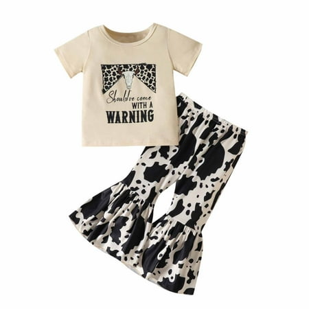 Clearance Gallickan Summer Toddler Girl Clothes Set Baby Cotton Crew Neck Short Sleeve Casual Cow Print Trousers Bell-bottoms Set Sizes 6M-5T
Clearance Gallickan Summer Toddler Girl Clothes Set Baby Cotton Crew Neck Short Sleeve Casual Cow Print Trousers Bell-bottoms Set Sizes 6M-5T