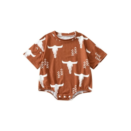 Jkerther Baby Boys Summer Casual Romper Brown Short Sleeve O Neck Cattle Head Print Playsuit
Jkerther Baby Boys Summer Casual Romper Brown Short Sleeve O Neck Cattle Head Print Playsuit