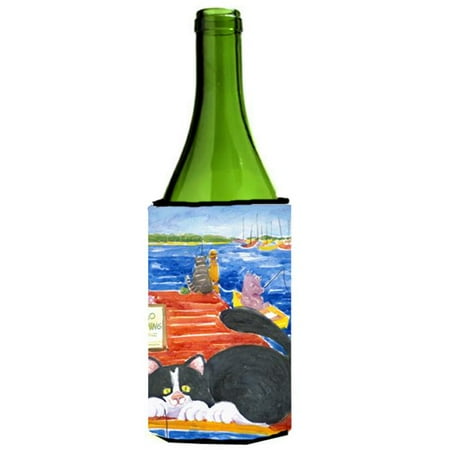 Cat Fishing from the dock Wine Bottle Hugger