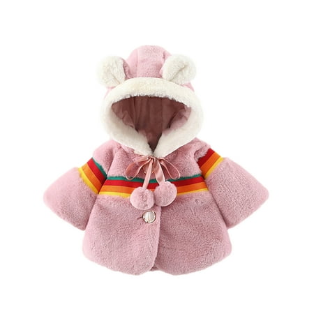 Stamzod Toddler Girls Jackets Solid Color Rainbow Plush Cute Rabbit Ears Winter Hoodie Thick Coat Cloak Jacket Kids Girls Gift 6-24Months
Stamzod Toddler Girls Jackets Solid Color Rainbow Plush Cute Rabbit Ears Winter Hoodie Thick Coat Cloak Jacket Kids Girls Gift 6-24Months