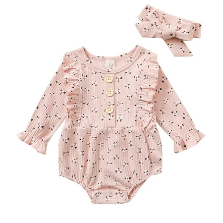 DNDKILG Baby Toddler Girls Long Sleeve Floral Ruffle with Headband Set Bodysuit Pink 0-24M 90
DNDKILG Baby Toddler Girls Long Sleeve Floral Ruffle with Headband Set Bodysuit Pink 0-24M 90