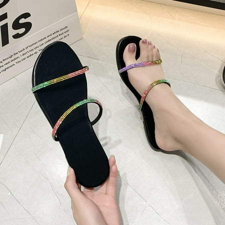 Summer Deals Feltree Women s Sandals Ladies Summer Fashion Plus Size One-Line Rhinestone Casual Flat Sandals Multicolor 7.5
Summer Deals Feltree Women s Sandals Ladies Summer Fashion Plus Size One-Line Rhinestone Casual Flat Sandals Multicolor 7.5