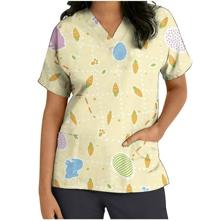 Ecqkame Easter Womens Scrubs Tops Easter Eggs Bunny Rabbit Printed Working Uniform Blouse T-shirt Casual Short Sleeve V-neck Blouse Tops With Pocket Yellow S on Clearance
Ecqkame Easter Womens Scrubs Tops Easter Eggs Bunny Rabbit Printed Working Uniform Blouse T-shirt Casual Short Sleeve V-neck Blouse Tops With Pocket Yellow S on Clearance