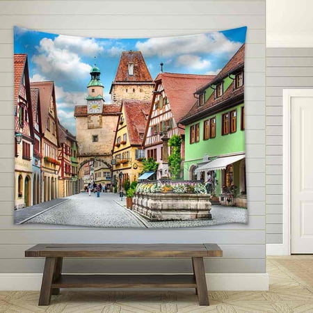 wall26 - Beautiful View of The Historic Town of Rothenburg Ob Der Tauber, Franconia, Bavaria, Germany - Fabric Wall Tapestry Home Decor - 51x60 inches