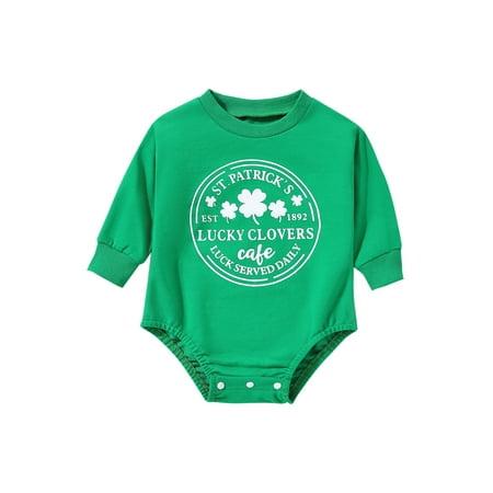 KelaJuan Infant Baby Irish Festival Jumpsuit Cartoon Clover Letter Print Long Sleeve Round Neck Romper for Toddler Boys Girls
KelaJuan Infant Baby Irish Festival Jumpsuit Cartoon Clover Letter Print Long Sleeve Round Neck Romper for Toddler Boys Girls