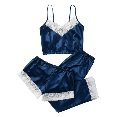 Women s 3 Piece Lace Trim Polka Dots Cami Top and Shorts Pants Satin Pajama Set
Women s 3 Piece Lace Trim Polka Dots Cami Top and Shorts Pants Satin Pajama Set