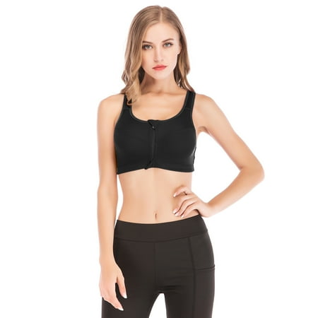Women Zip Front Closure Sports Bra Medium Impact Push Up Wirefree Yoga Bras Workout Gym Bra Top Black L
Women Zip Front Closure Sports Bra Medium Impact Push Up Wirefree Yoga Bras Workout Gym Bra Top Black L