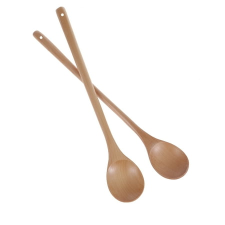 Homemaxs 2pcs Long Handle Wooden Stirring Spoons Jam Spoon Kitchen Cooking Utensils