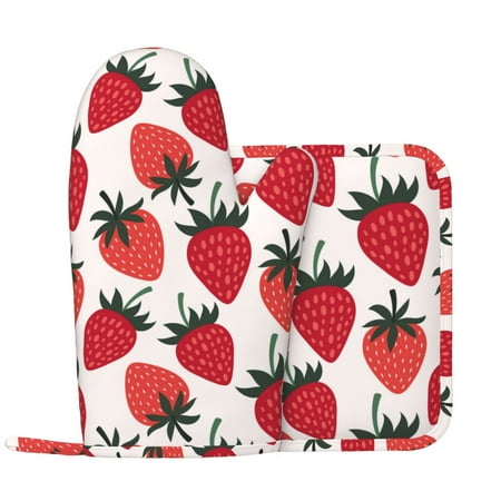 Oven Mitts and Pot Holders Sets - cute strawberries print Heat Resistant Silicone Oven Gloves (Left Glove) with Non-Slip Silicone Surface and hot pads for kitchen Baking Cooking
Oven Mitts and Pot Holders Sets - cute strawberries print Heat Resistant Silicone Oven Gloves (Left Glove) with Non-Slip Silicone Surface and hot pads for kitchen Baking Cooking