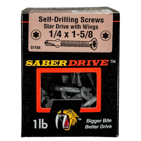1/4 x 1-5/8 Gray XL1500 Coated Steel Star Drive Flat Head Saberdrive Self-Drilling Screws with Wings
1/4 x 1-5/8 Gray XL1500 Coated Steel Star Drive Flat Head Saberdrive Self-Drilling Screws with Wings