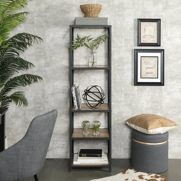 Charlie Industrial 4-Shelf Bookshelf by River Street Designs