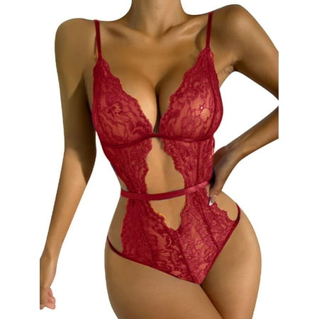 Ritualay Women Lingerie Deep V Bodysuit Lace Sexy Sleepwear One Piece Ladies Backless Solid Color Teddy Crotchless Wine Red 3XL
Ritualay Women Lingerie Deep V Bodysuit Lace Sexy Sleepwear One Piece Ladies Backless Solid Color Teddy Crotchless Wine Red 3XL