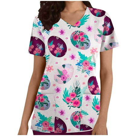 JGGSPWM Easter Scrub Tops for Women Short Sleeve V Neck Easter Egg Print Nursing Uniform 50% off Graphic Cute Tees Casual Loose Comfy Blouse Purple XL
JGGSPWM Easter Scrub Tops for Women Short Sleeve V Neck Easter Egg Print Nursing Uniform 50% off Graphic Cute Tees Casual Loose Comfy Blouse Purple XL