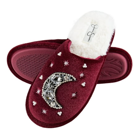 Jessica Simpson Women s Velour Slip-On Moon & Star Embellished Slipper