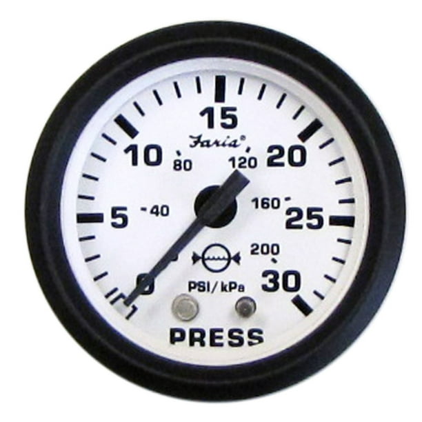 Faria 12903 Euro Water Pressure Gauge Kit 30 PSI - White, 2"