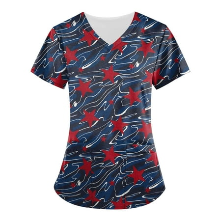 Sksloeg Scrubs for Women Clearance Red White Blue Star Stripe Printed V-Neck Workwear with Pockets Shirts Nursing Working Uniform Royal Blue XXXXL
Sksloeg Scrubs for Women Clearance Red White Blue Star Stripe Printed V-Neck Workwear with Pockets Shirts Nursing Working Uniform Royal Blue XXXXL