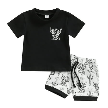 Toddler Western Baby Boy Summer Clothes Short Sleeve Cow Print T-Shirt Tops Shorts Set 2Pcs Casual Outfits Black 12-18 Months
Toddler Western Baby Boy Summer Clothes Short Sleeve Cow Print T-Shirt Tops Shorts Set 2Pcs Casual Outfits Black 12-18 Months