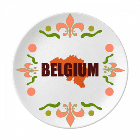Belgium European Map Brussels Flower Ceramics Plate Tableware Dinner Dish