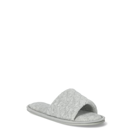 Joyspun Women's Quilted Single Band Slide Slippers, Wide-Width Available