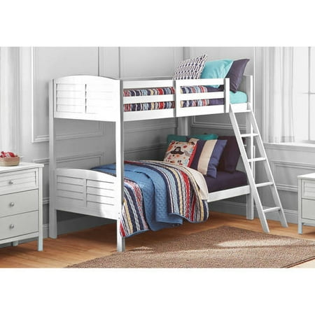 Better Homes and Gardens Kids Panama Beach Twin over Twin Bunk Bed, White Finish