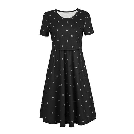 Summer Saving Clearance! Kukoosong Women Dresses Women Dots Print Short Sleeve Breast-Feeding Pregnant Maternity Nursing Maternity Dress Black XXL
Summer Saving Clearance! Kukoosong Women Dresses Women Dots Print Short Sleeve Breast-Feeding Pregnant Maternity Nursing Maternity Dress Black XXL