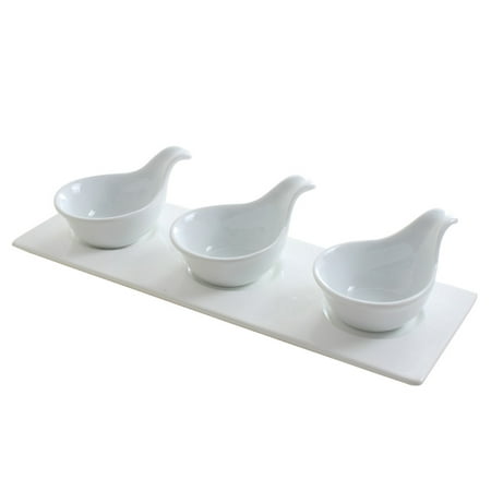 

NUOLUX 1 Set 4Pcs Ceramic Sauce Dishes Creative Caviar Spoons Goose Liver Plates