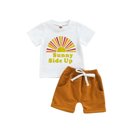jaweiw Newborn Boys 2Pcs Outfits Set Short Sleeve Round Neck Letter Sun Printed T-Shirt + Pure Color Trousers/Short Pants Size 0 6 12 18 24 M
jaweiw Newborn Boys 2Pcs Outfits Set Short Sleeve Round Neck Letter Sun Printed T-Shirt + Pure Color Trousers/Short Pants Size 0 6 12 18 24 M